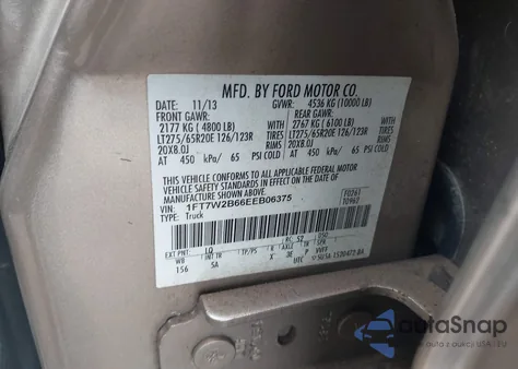 2014 Ford F-250 Lariat z USA, uszkodzony, nr VIN 1FT7W2B66EEB06375